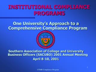 INSTITUTIONAL COMPLIANCE PROGRAMS