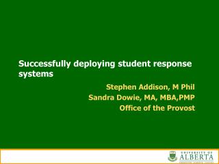 Successfully deploying student response systems