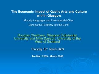 The Economic Impact of Gaelic Arts and Culture within Glasgow