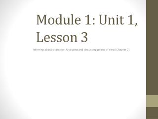 Module 1: Unit 1, Lesson 3
