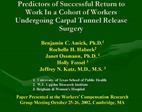 Predictors of Successful Return to Work In a Cohort of Workers Undergoing Carpal Tunnel Release Surgery