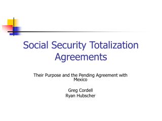 Social Security Totalization Agreements