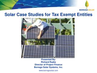 Solar Case Studies for Tax Exempt Entities