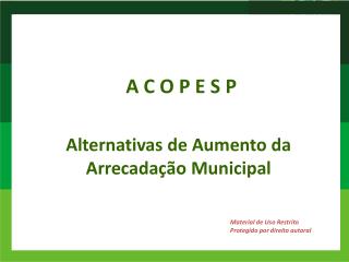 Alternativas de Aumento da Arrecadação Municipal