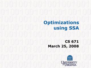 Optimizations using SSA