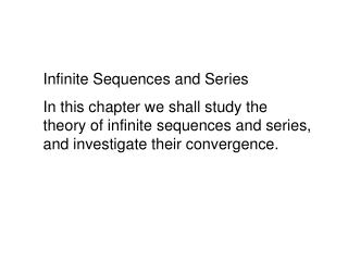 Infinite Sequences and Series