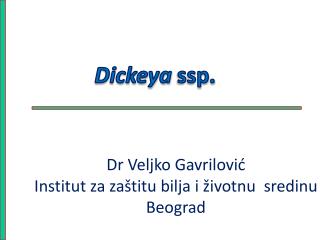 Dr Veljko Gavrilović Institut za zaštitu bilja i životnu sredinu Beograd