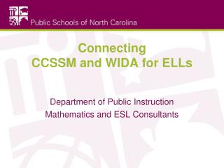 Connecting CCSSM and WIDA for ELLs