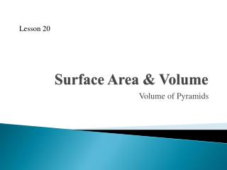 Surface Area & Volume
