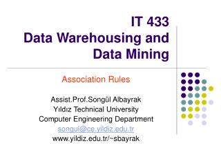 IT 433 Data Warehousing and Data Mining