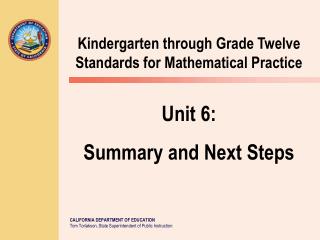 Kindergarten through Grade Twelve Standards for Mathematical Practice