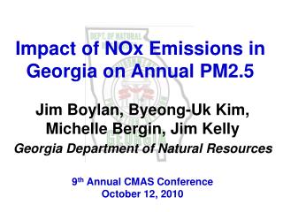 Impact of NOx Emissions in Georgia on Annual PM2.5