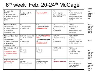 6 th week Feb. 20-24 th McCage