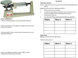Follow Up Questions: What is challenging about using a Triple Beam Balance?