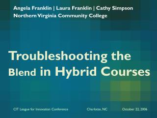 Troubleshooting the Blend in Hybrid Courses