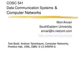 COSC 541 Data Communication Systems & Computer Networks