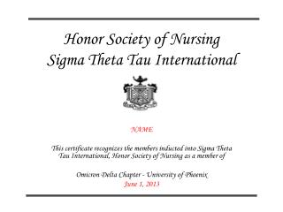 Honor Society of Nursing Sigma Theta Tau International