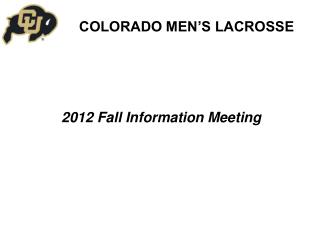 2012 Fall Information Meeting