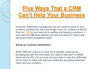 Five Ways That a CRM Can’t Help Your Business