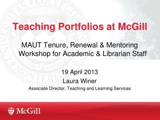 Teaching Portfolios at McGill