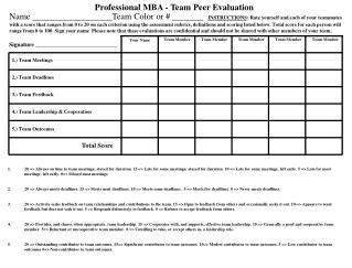 Professional MBA - Team Peer Evaluation