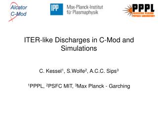 ITER-like Discharges in C-Mod and Simulations