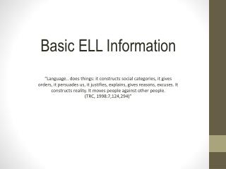 Basic ELL Information