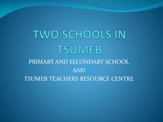 TWO SCHOOLS IN TSUMEB