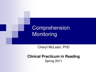 Comprehension Monitoring