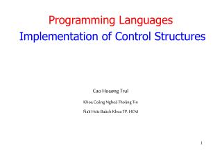 Programming Languages Implementation of Control Structures