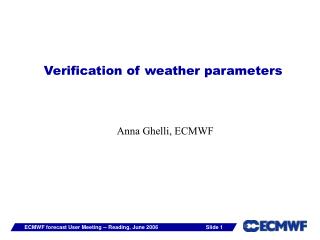 Verification of weather parameters