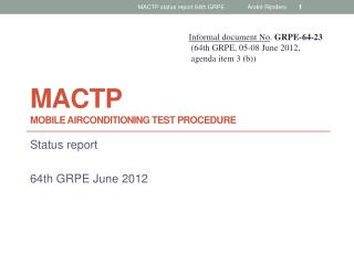 MacTP Mobile airconditioning test procedure