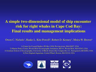 A simple two-dimensional model of ship encounter risk for right whales in Cape Cod Bay: