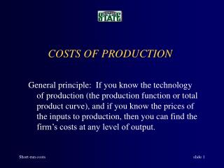 COSTS OF PRODUCTION