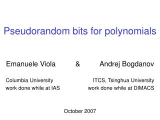 Pseudorandom bits for polynomials