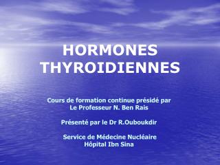 HORMONES THYROIDIENNES