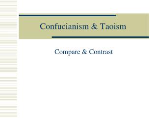 Confucianism &amp; Taoism