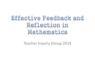 Effective Feedback and Reflection in Mathematics