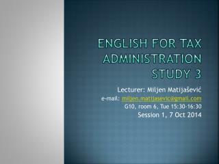 English for Tax Administration Study 3