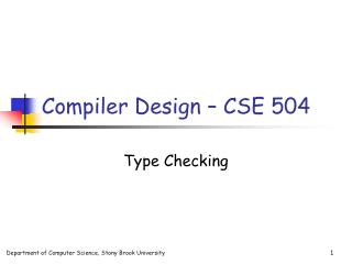 Compiler Design – CSE 504