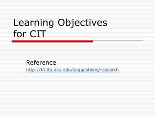 Learning Objectives for CIT