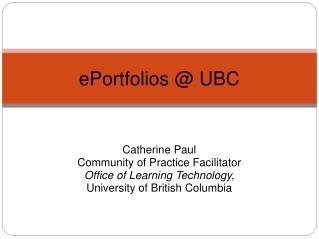 ePortfolios @ UBC