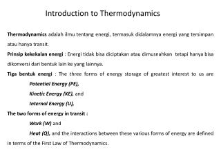 Introduction to Thermodynamics