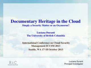 Documentary Heritage in the Cloud