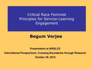 Critical Race Feminist Principles for Service-Learning Engagement