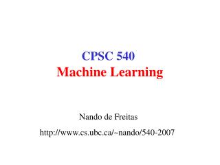 CPSC 540 Machine Learning