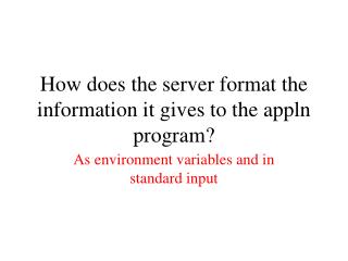 How does the server format the information it gives to the appln program?