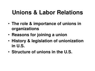 Unions &amp; Labor Relations