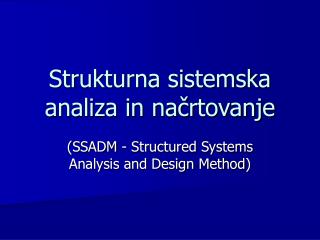 Strukturna sistemska analiza in načrtovanje