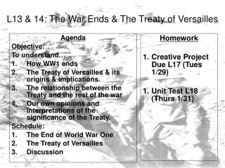 L13 & 14: The War Ends & The Treaty of Versailles